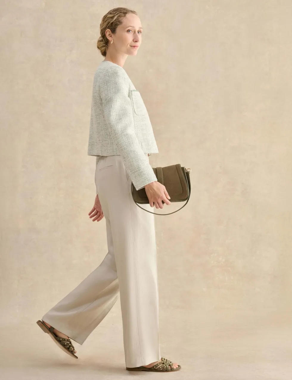 Pure Linen Belted Wide Leg Trousers