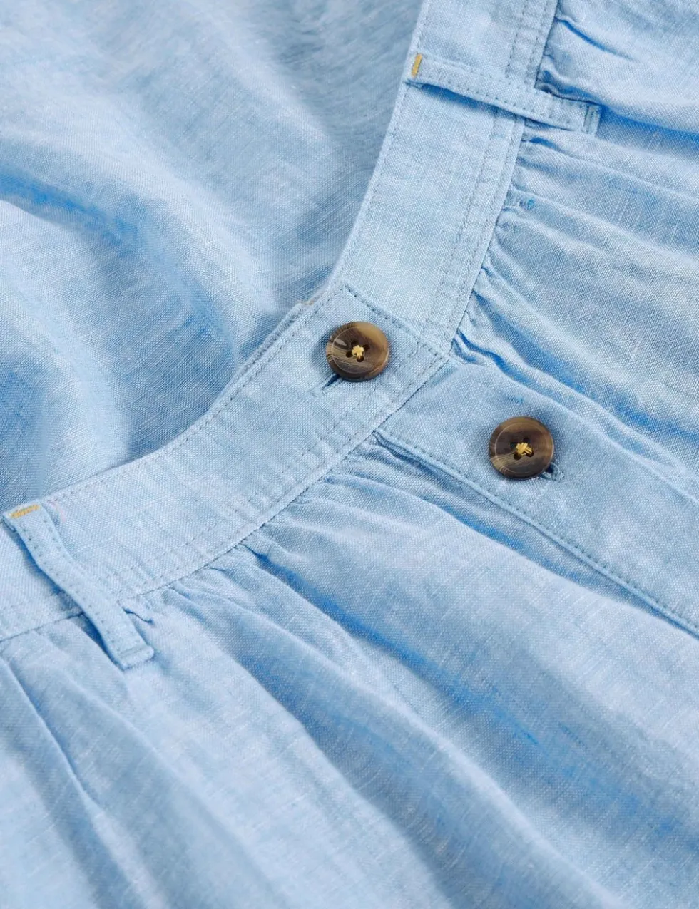 Pure Linen Button Front Midi A-Line Skirt