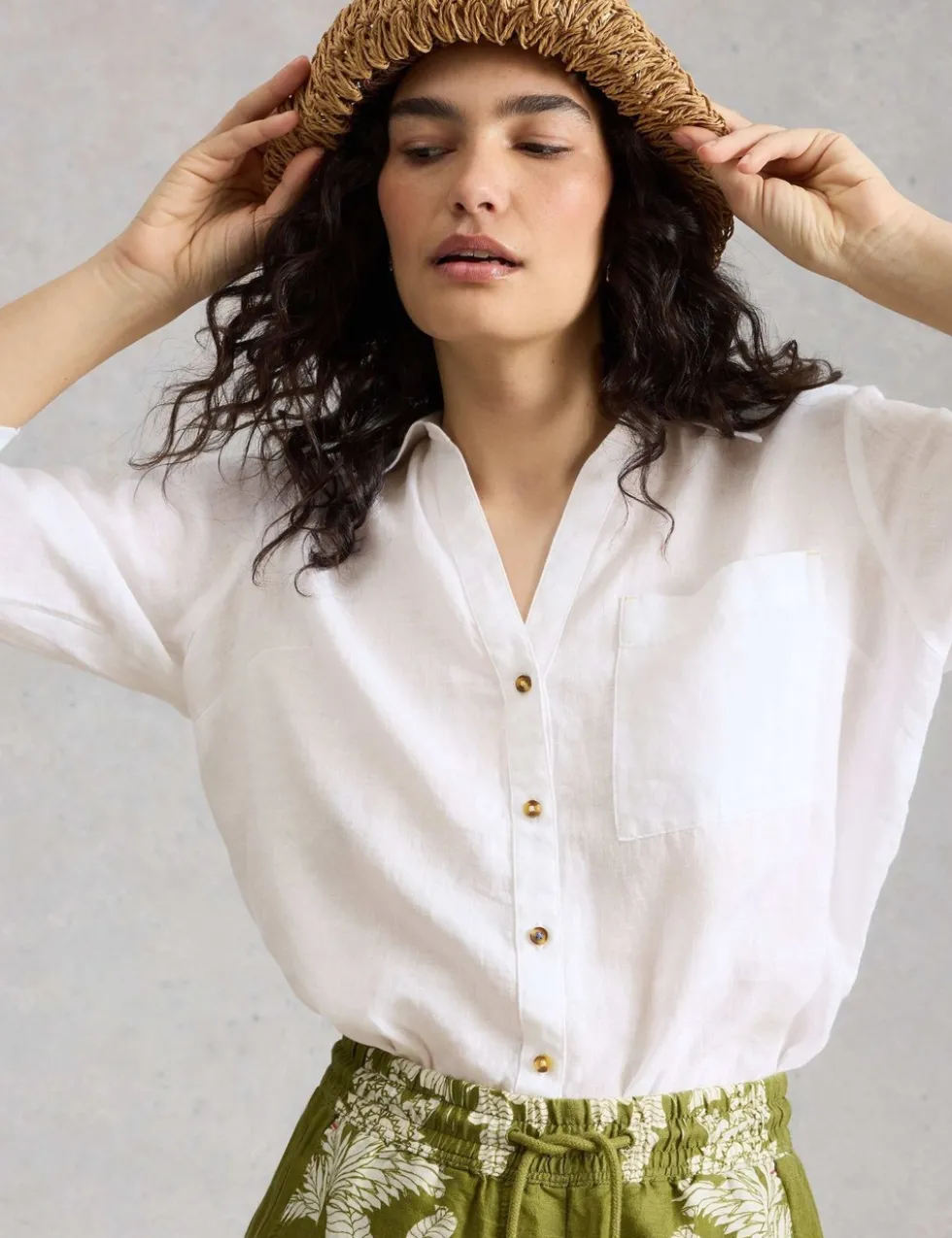 Pure Linen Button Through Shirt