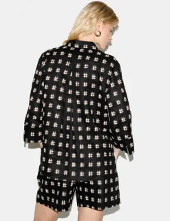 Pure Linen Checked Collared Tunic