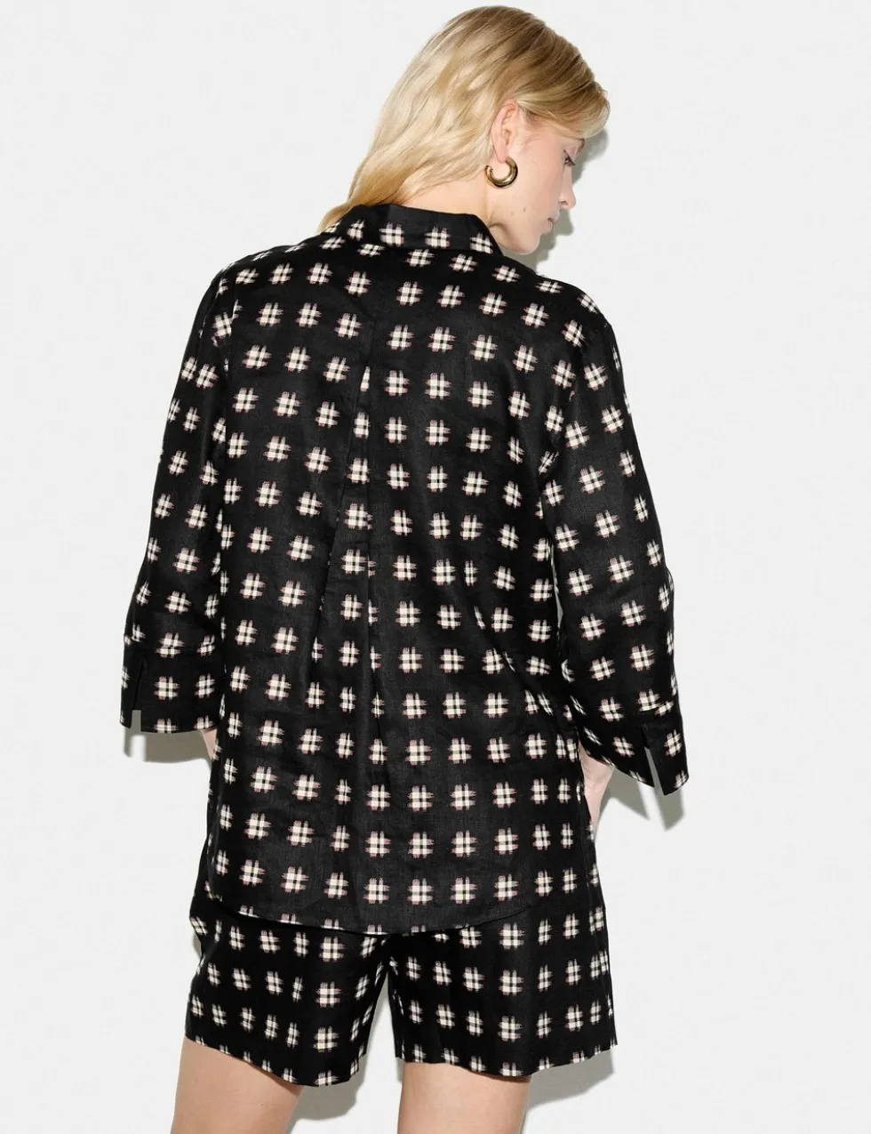 Pure Linen Checked Collared Tunic