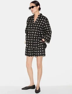 Pure Linen Checked High Waisted Shorts