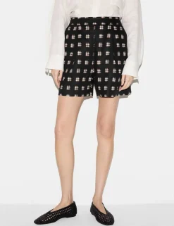 Pure Linen Checked High Waisted Shorts