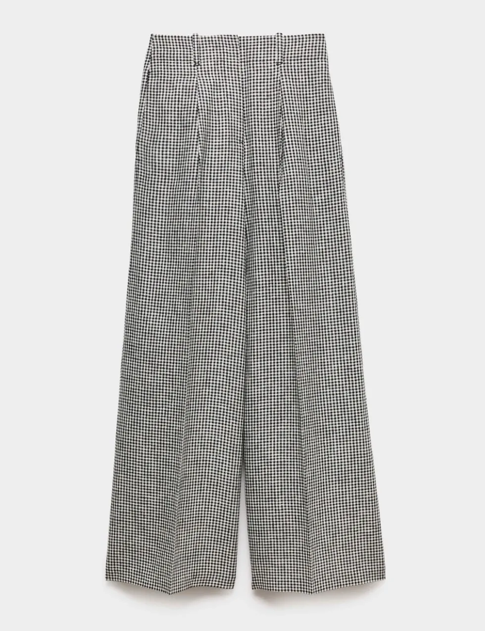 Pure Linen Checked Pleat Front Trousers
