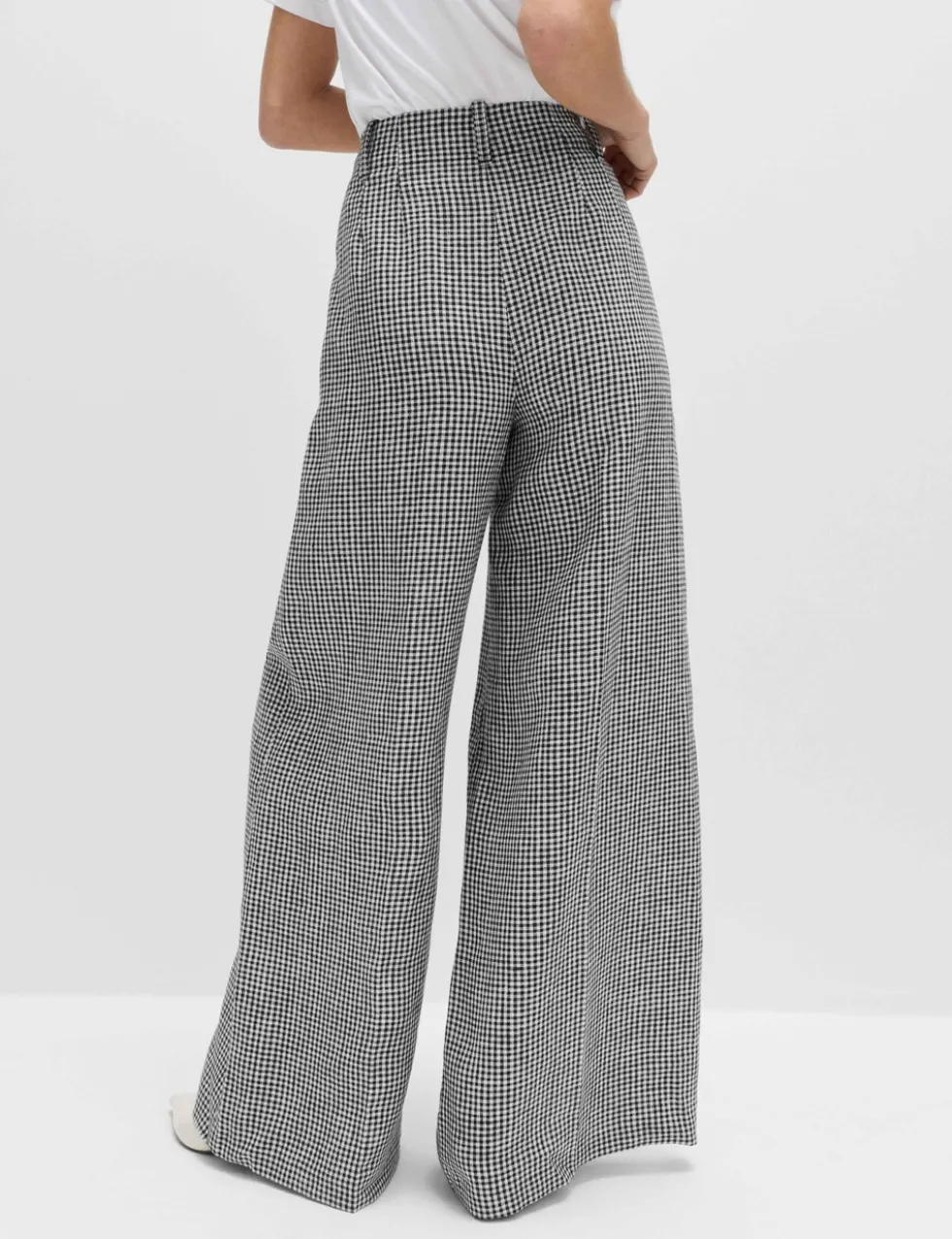 Pure Linen Checked Pleat Front Trousers