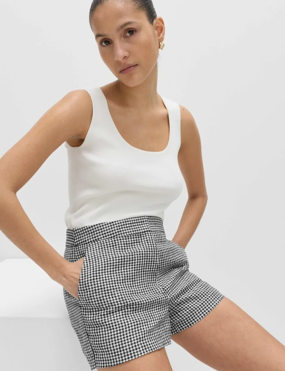 Pure Linen Checked Shorts