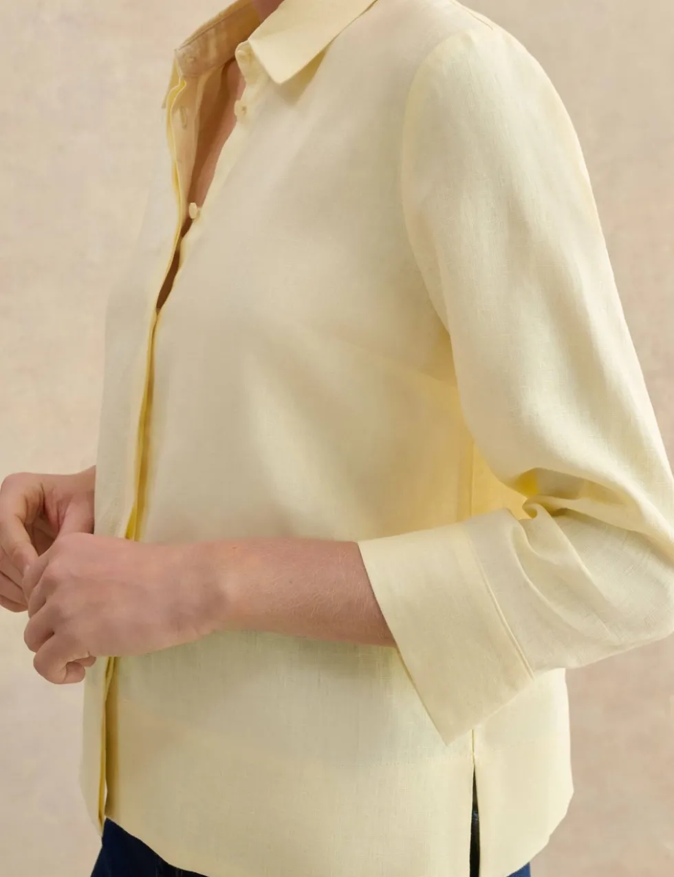 Pure Linen Collared Blouse