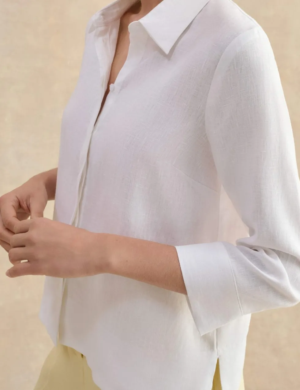 Pure Linen Collared Blouse