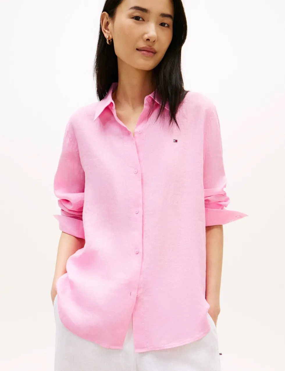 Pure Linen Collared Relaxed Shirt