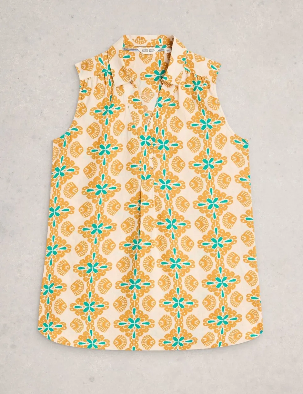 Pure Linen Collared Sleeveless Tunic