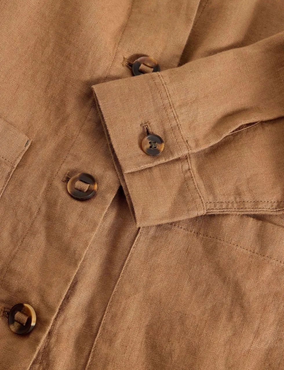 Pure Linen Collared Utility Jacket