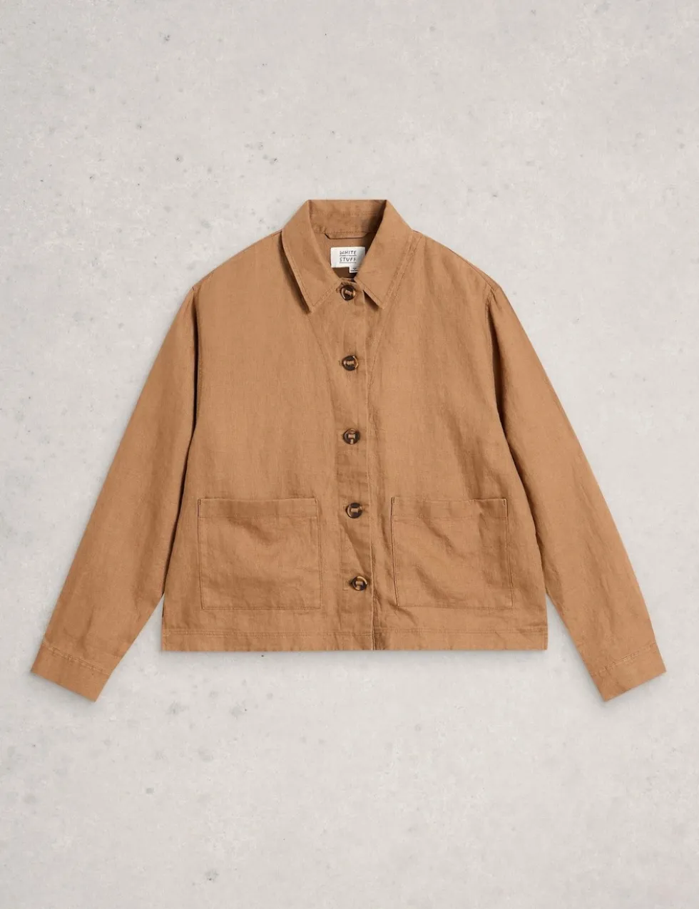 Pure Linen Collared Utility Jacket