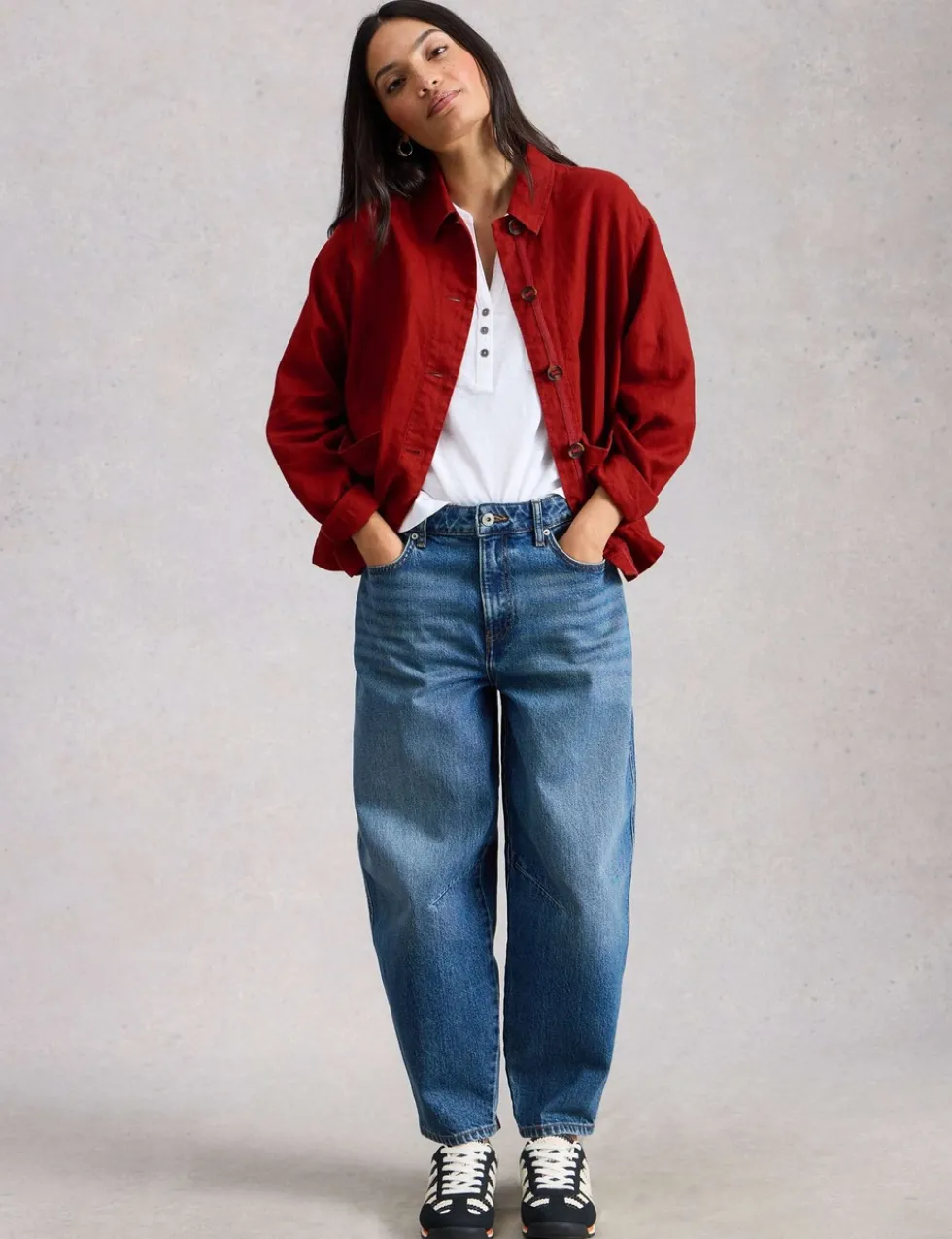 Pure Linen Collared Utility Jacket