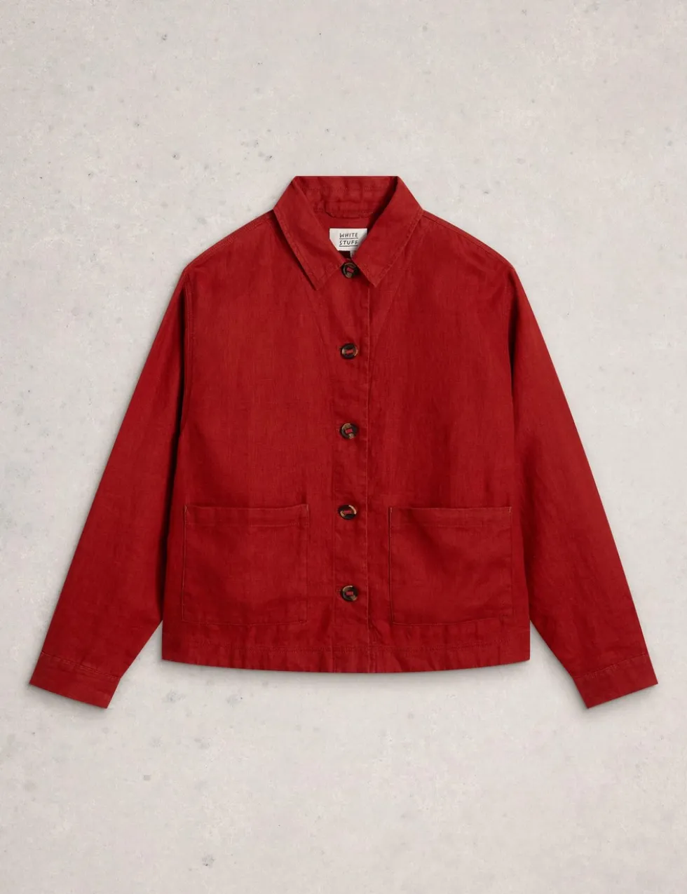 Pure Linen Collared Utility Jacket