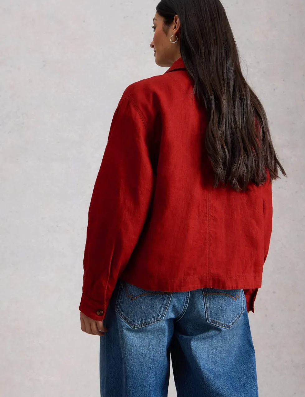Pure Linen Collared Utility Jacket