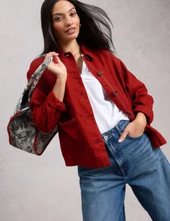 Pure Linen Collared Utility Jacket