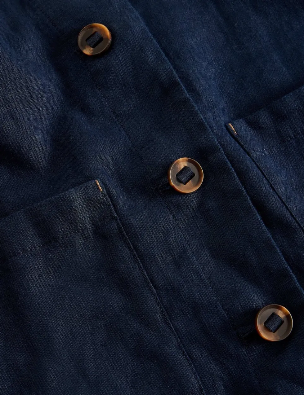Pure Linen Collared Utility Jacket