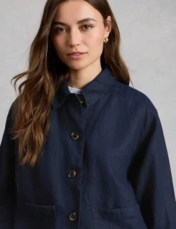 Pure Linen Collared Utility Jacket