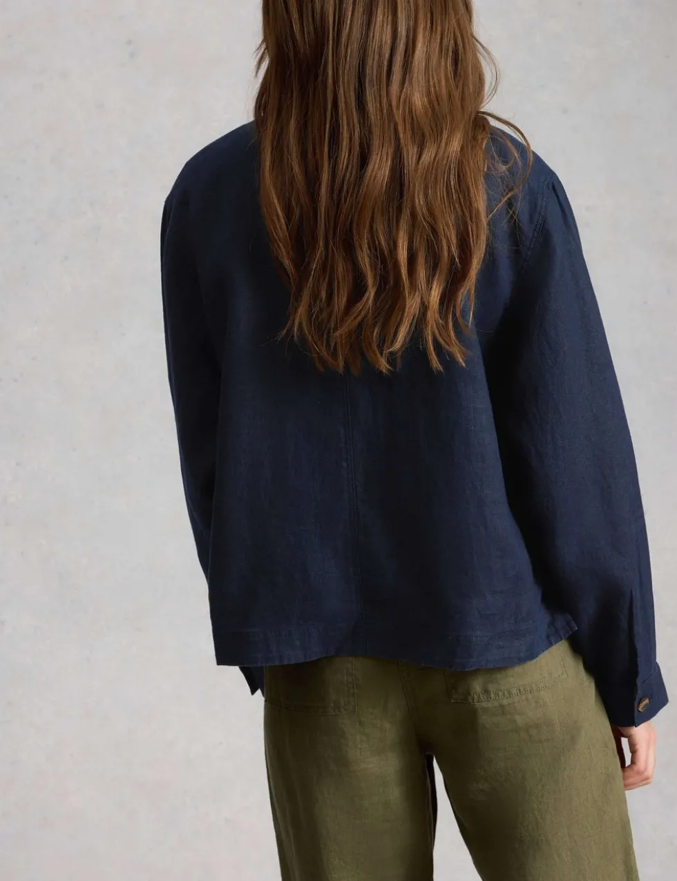 Pure Linen Collared Utility Jacket
