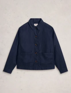 Pure Linen Collared Utility Jacket