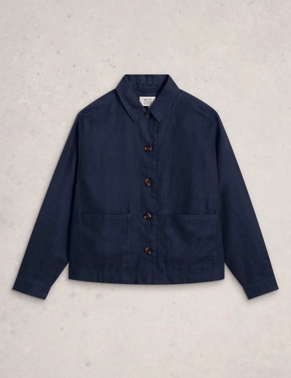 Pure Linen Collared Utility Jacket