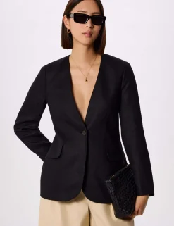 Pure Linen Collarless Blazer