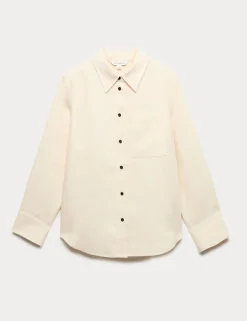 Pure Linen Contrast Button Shirt