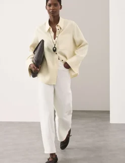Pure Linen Contrast Button Shirt