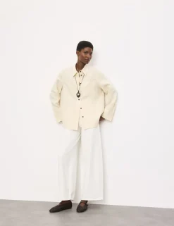 Pure Linen Contrast Button Shirt