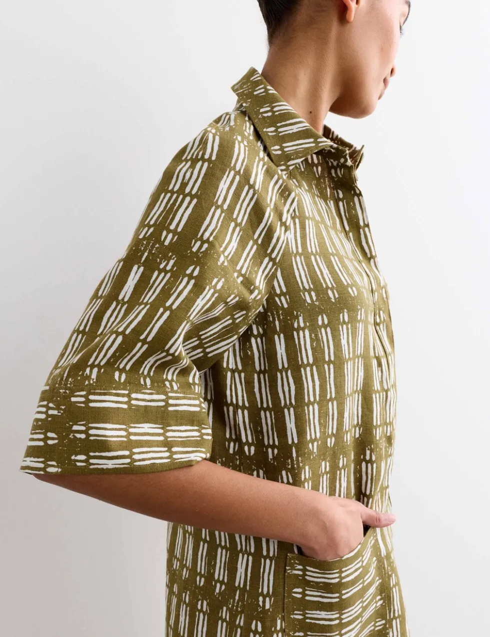 Pure Linen Dash Print Shift Dress