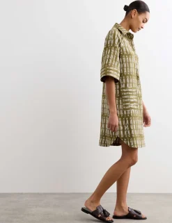 Pure Linen Dash Print Shift Dress
