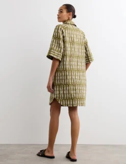 Pure Linen Dash Print Shift Dress