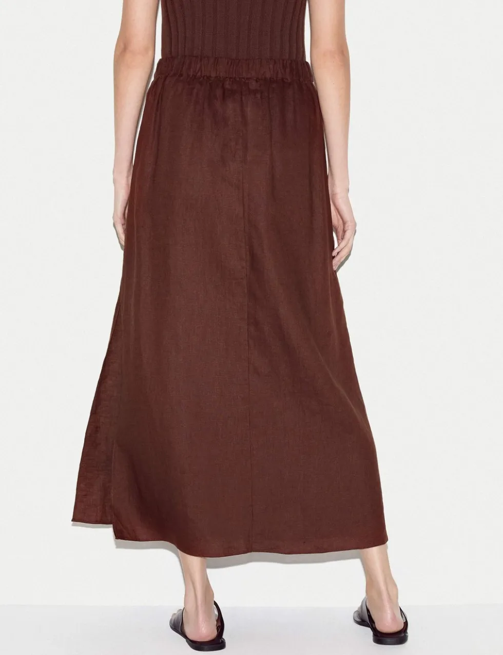 Pure Linen Drawstring Maxi Skirt