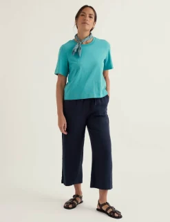 Pure Linen Drawstring Wide Leg Culottes