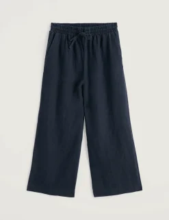 Pure Linen Drawstring Wide Leg Culottes