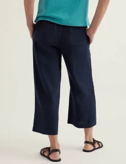 Pure Linen Drawstring Wide Leg Culottes