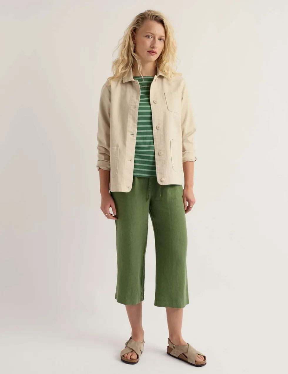 Pure Linen Drawstring Wide Leg Culottes