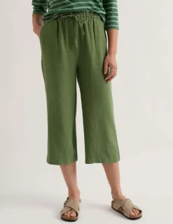 Pure Linen Drawstring Wide Leg Culottes