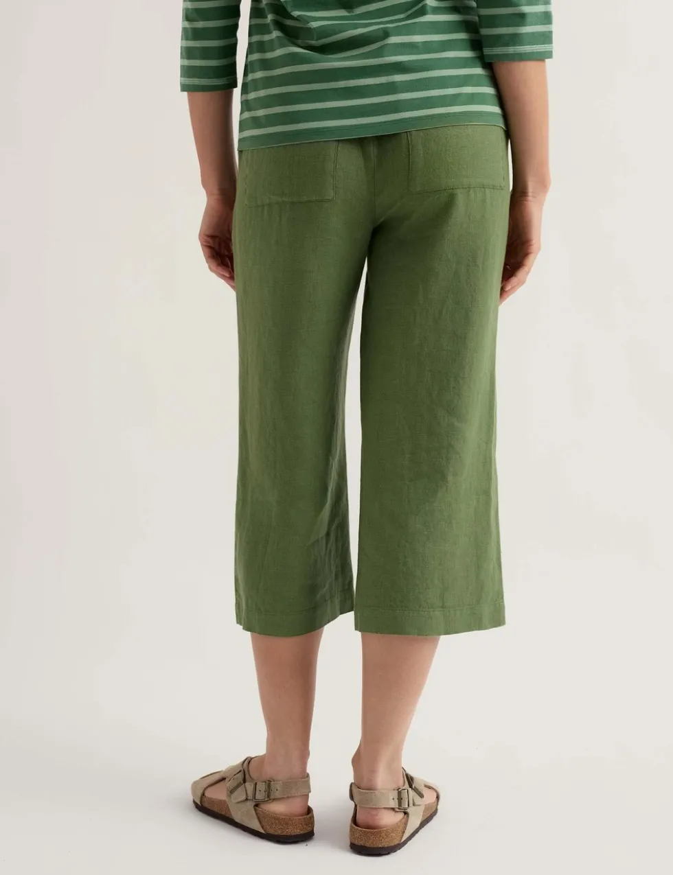 Pure Linen Drawstring Wide Leg Culottes