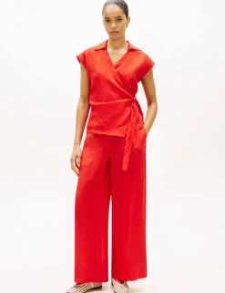 Pure Linen Elasticated Waist Wide Leg Trousers