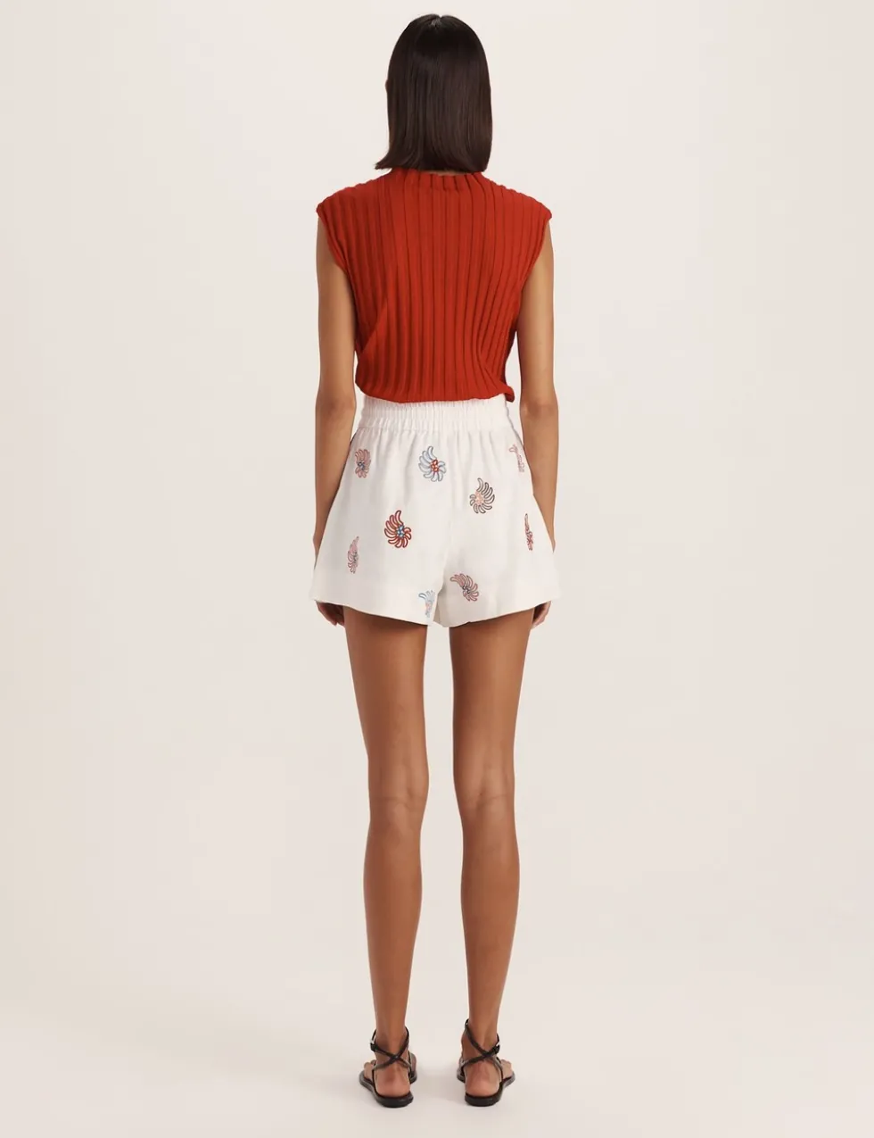Pure Linen Embroidered Shorts