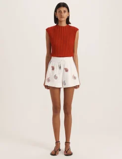 Pure Linen Embroidered Shorts