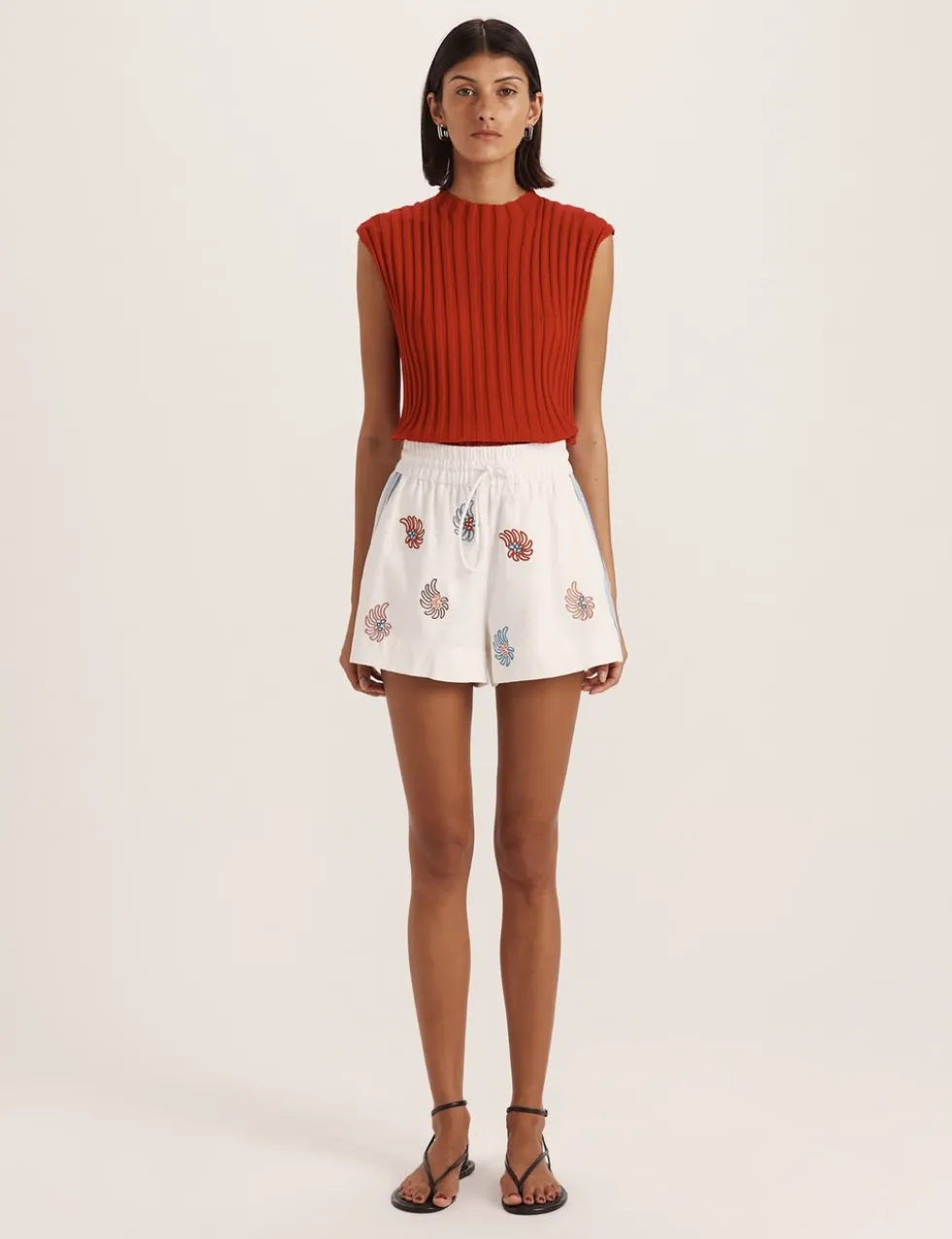 Pure Linen Embroidered Shorts