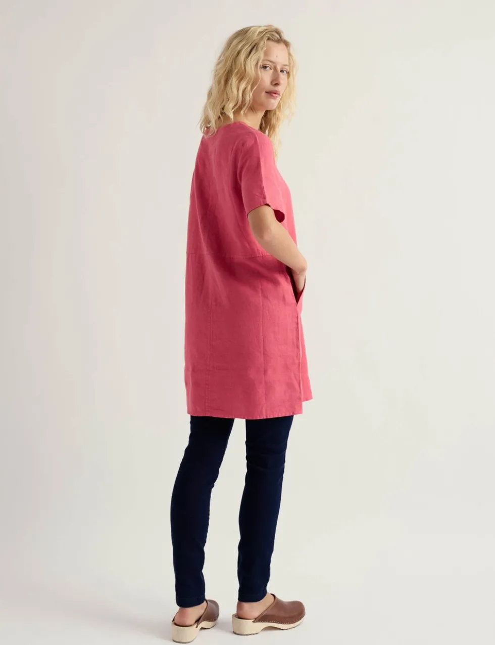 Pure Linen Floral Scoop Neck Tunic