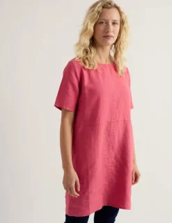 Pure Linen Floral Scoop Neck Tunic