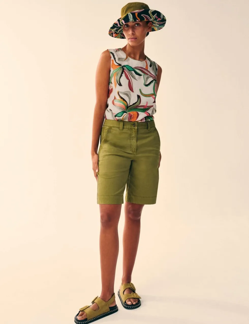 Pure Linen Floral Vest Top