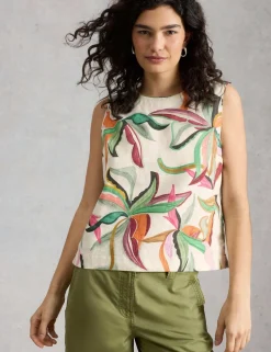 Pure Linen Floral Vest Top