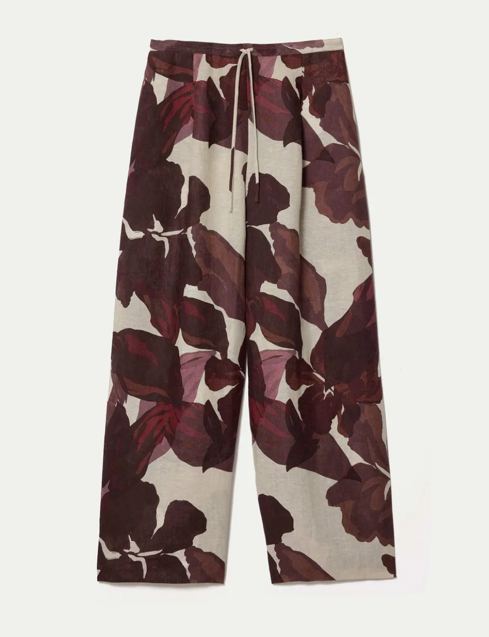 Pure Linen Floral Wide Leg Trousers
