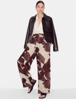 Pure Linen Floral Wide Leg Trousers