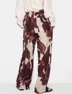 Pure Linen Floral Wide Leg Trousers